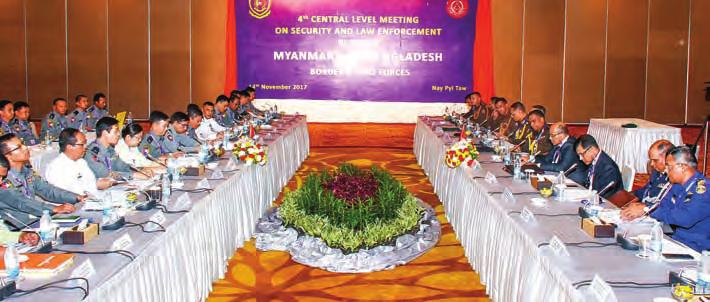 12 national 4 th Myanmar-Bangladesh meeting held The 4 th Myanmar-Bangladesh Central-Level Meeting on Border Security and Law Enforcement Cooperation was held yesterday afternoon in Grand Ballroom 2