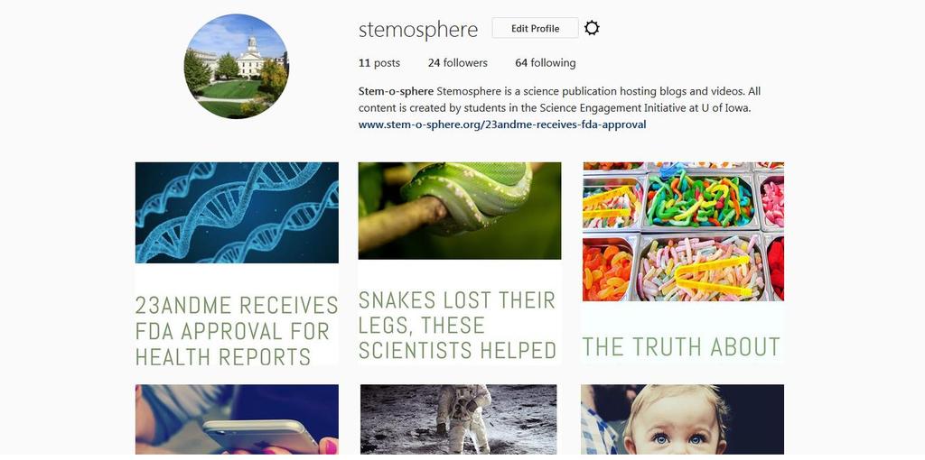 Figure 10. Stemosphere s Instagram page. As George commented, many skills are required in managing a blog.