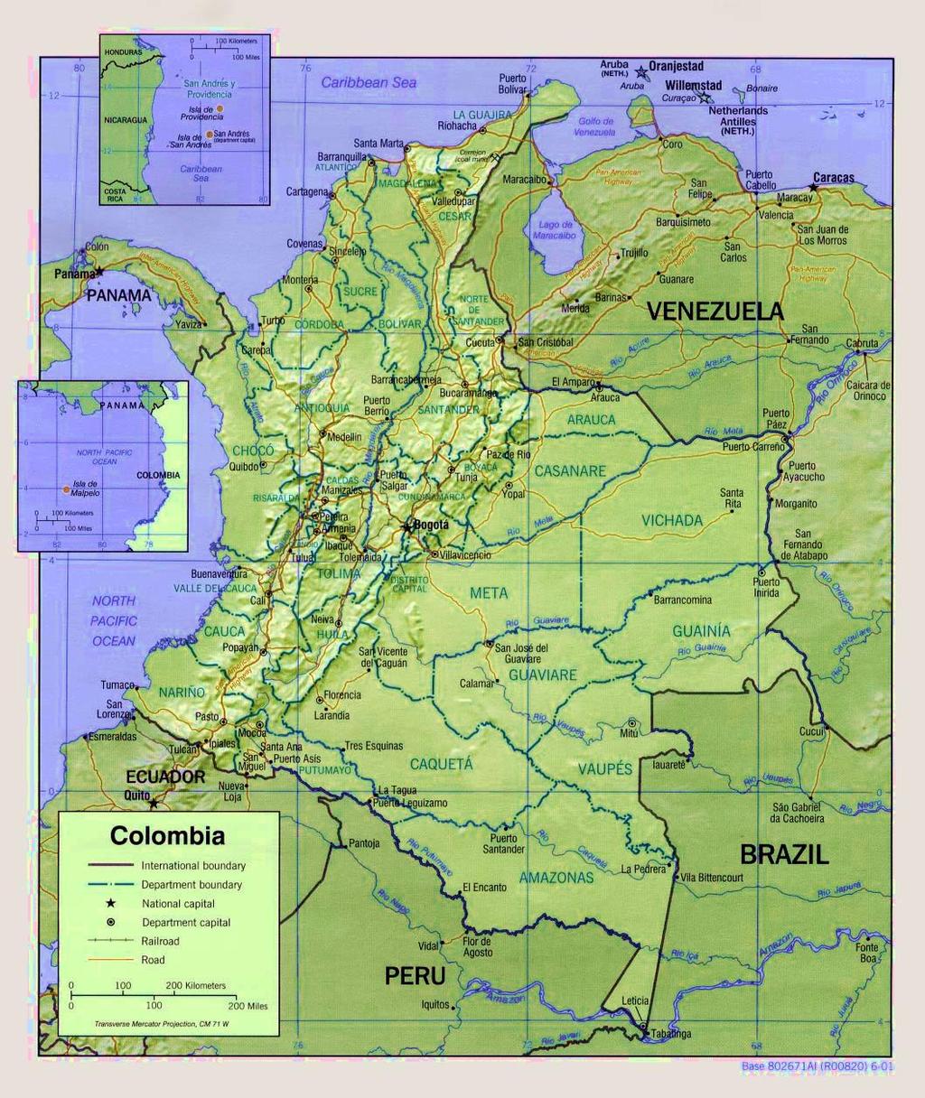 APPENDIX A Map of Colombia This image is a work of a Central Intelligence Agency employee, taken or made during the course of the person's official duties and published in 2001.