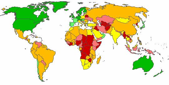 Rule of Law, 2004: World Map Source for data: : 'Governance Matters IV: Governance Indicators for 1996-2004, D. Kaufmann, A. Kraay and M. Mastruzzi, (http://www.worldbank.