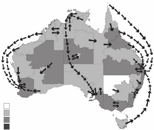 329 NICHOLAS BIDDLE AND BOYD HUNTER An Analysis of the Internal Migration of Indigenous and Non-Indigenous Australians Figure 2 - Most Common Destination of those who Migrate and percentage change in