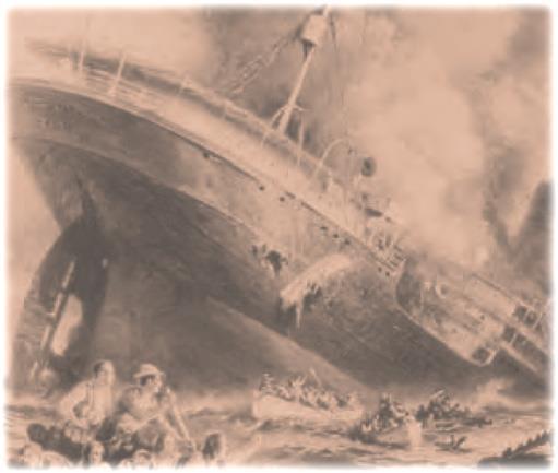 German U-boats torpedoed ships bound for Britain.