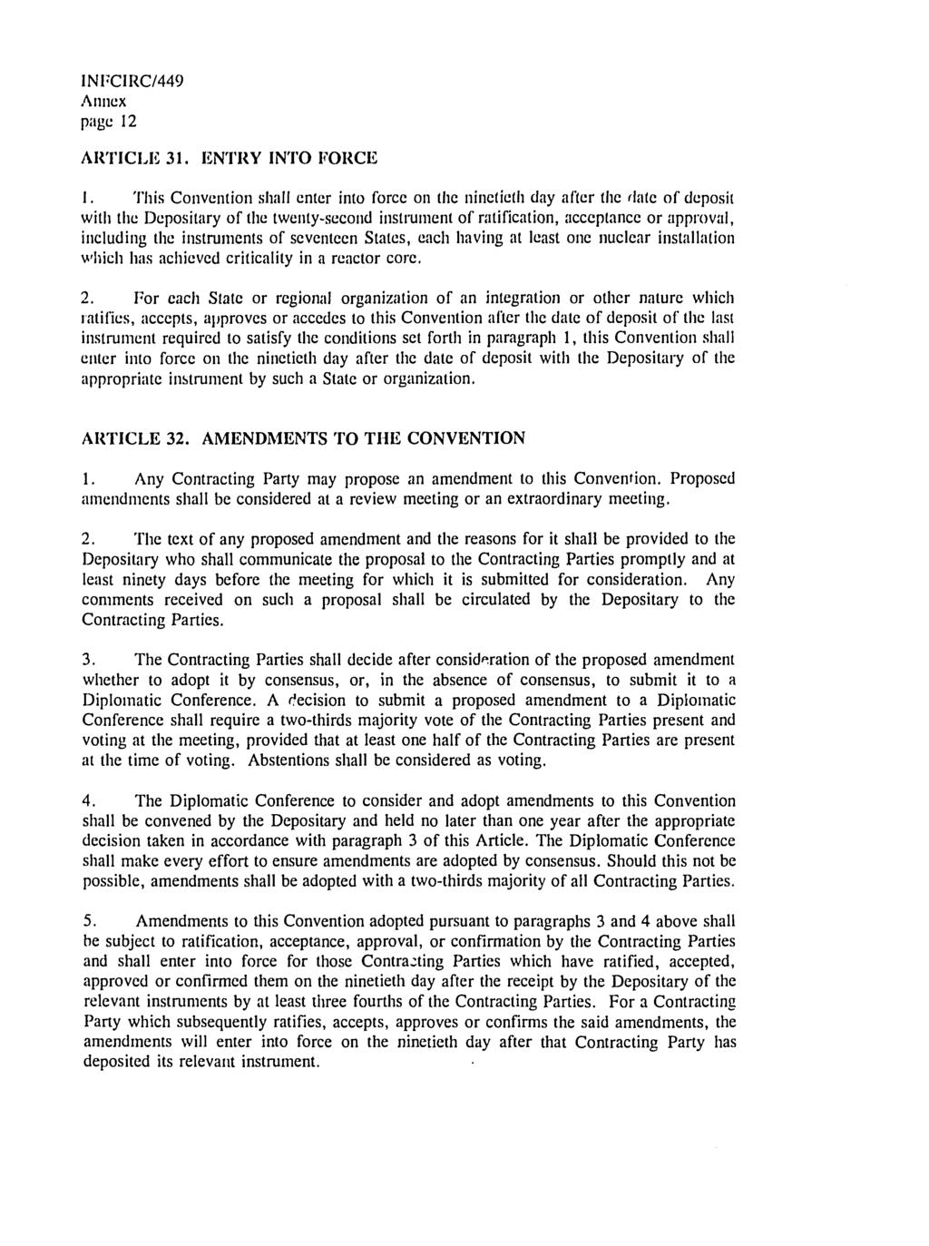 page 12 ARTICLE 31. ENTRY INTO FORCE 1.