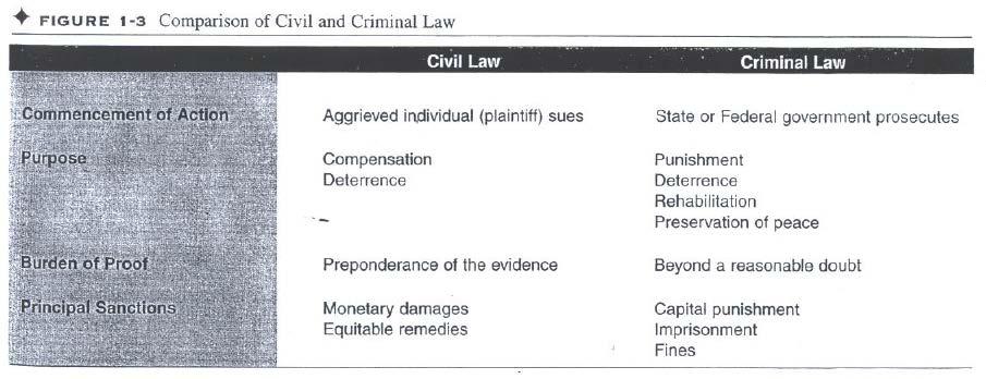 Civil vs. Criminal Law (cont.
