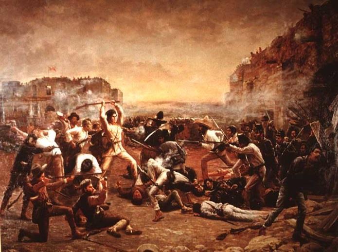 Tensions between The United States and Mexico: Mexican forces annihilated an American garrison at the Alamo mission in San Antonio after a famous if futile defense of a group of Texas patriots