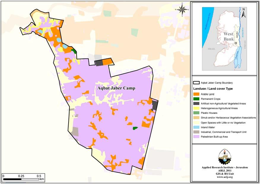 Map 3: Land use/land cover in Aqbat Jaber Camp Source: ARIJ GIS unit, 2011 The field survey conducted by ARIJ, in 2011 to realize this study, shows that approximately 56% of the residents in Aqbat