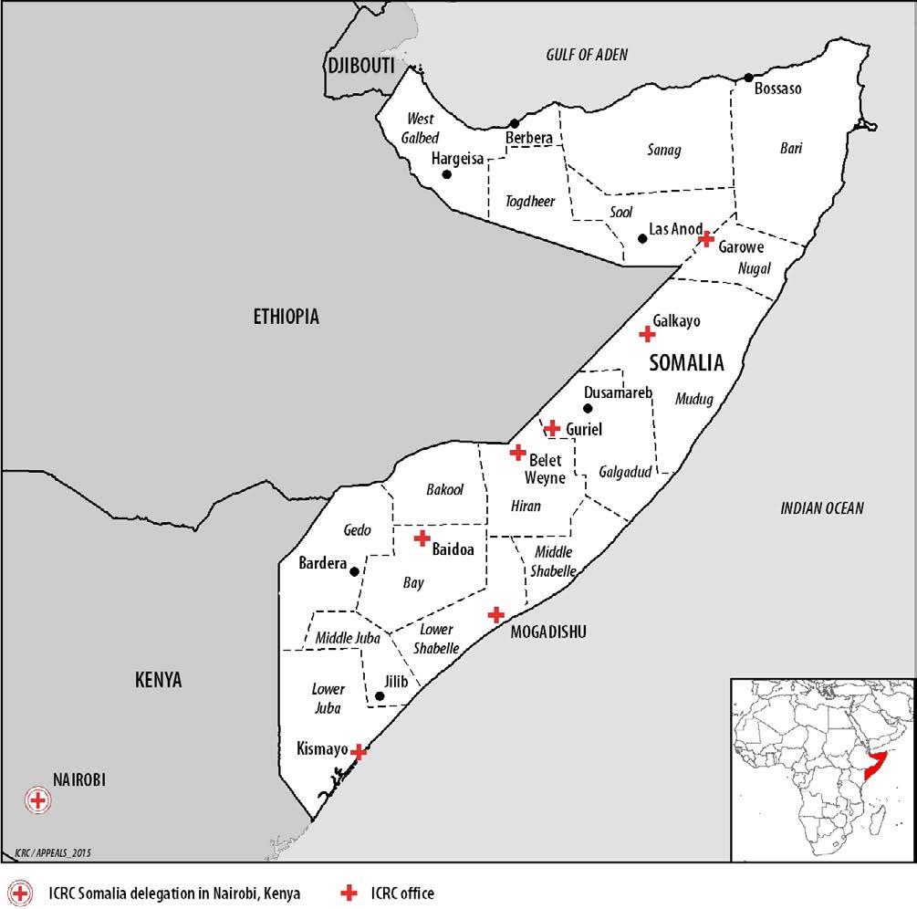 SOMALIA The ICRC has maintained a presence in Somalia since 1982, basing its delegation in Nairobi, Kenya, since 1994.