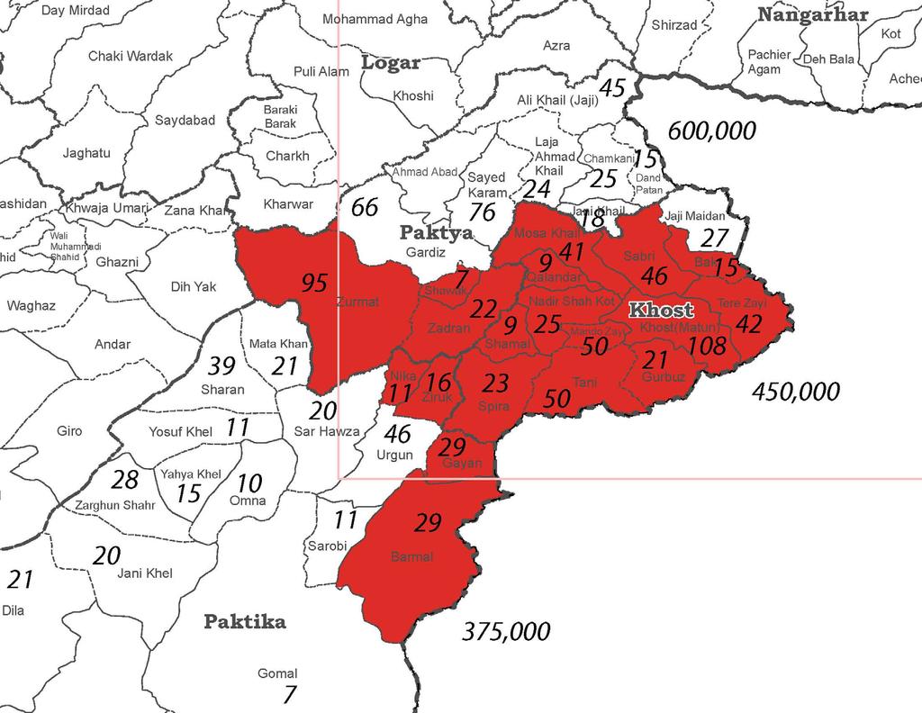 Contested Areas in Greater Paktia