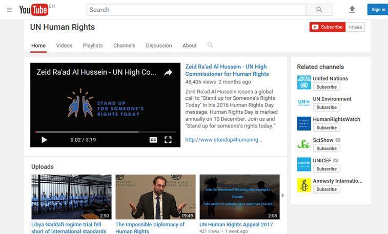 com/user/unohchr OHCHR also has an active presence on other social media platforms, including Facebook, Twitter and Google+. UN Human Rights Facebook: facebook.
