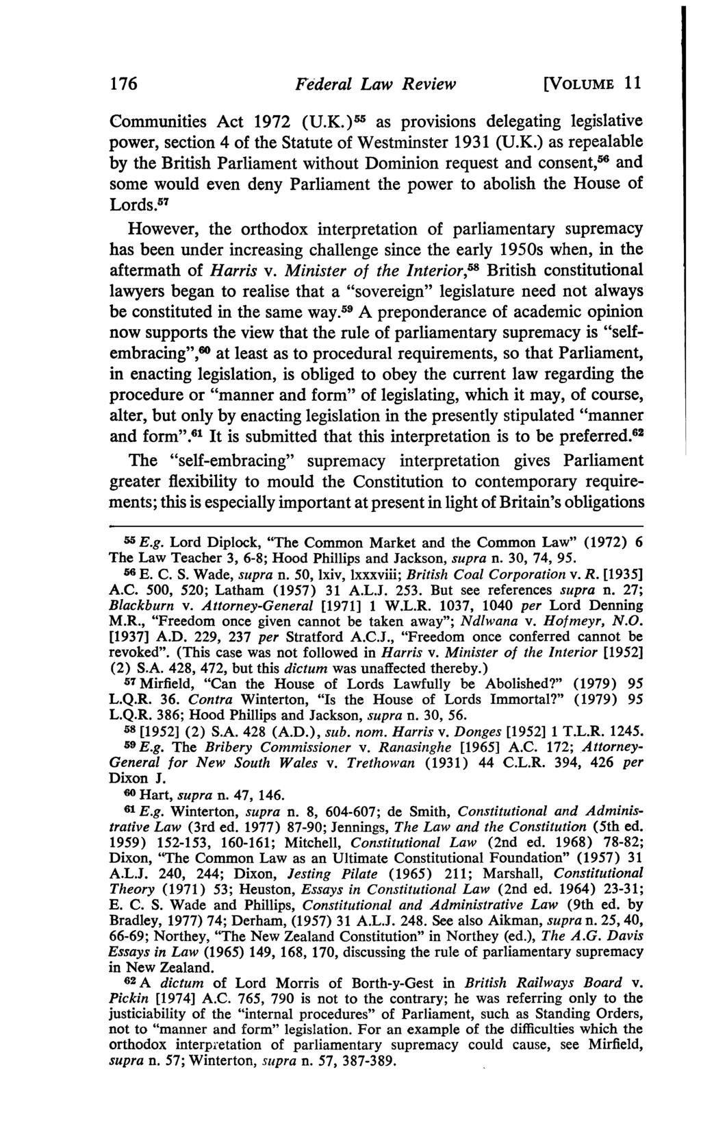 176 Federal Law Review [VOLUME 11 Communities Act 1972 (U.K.