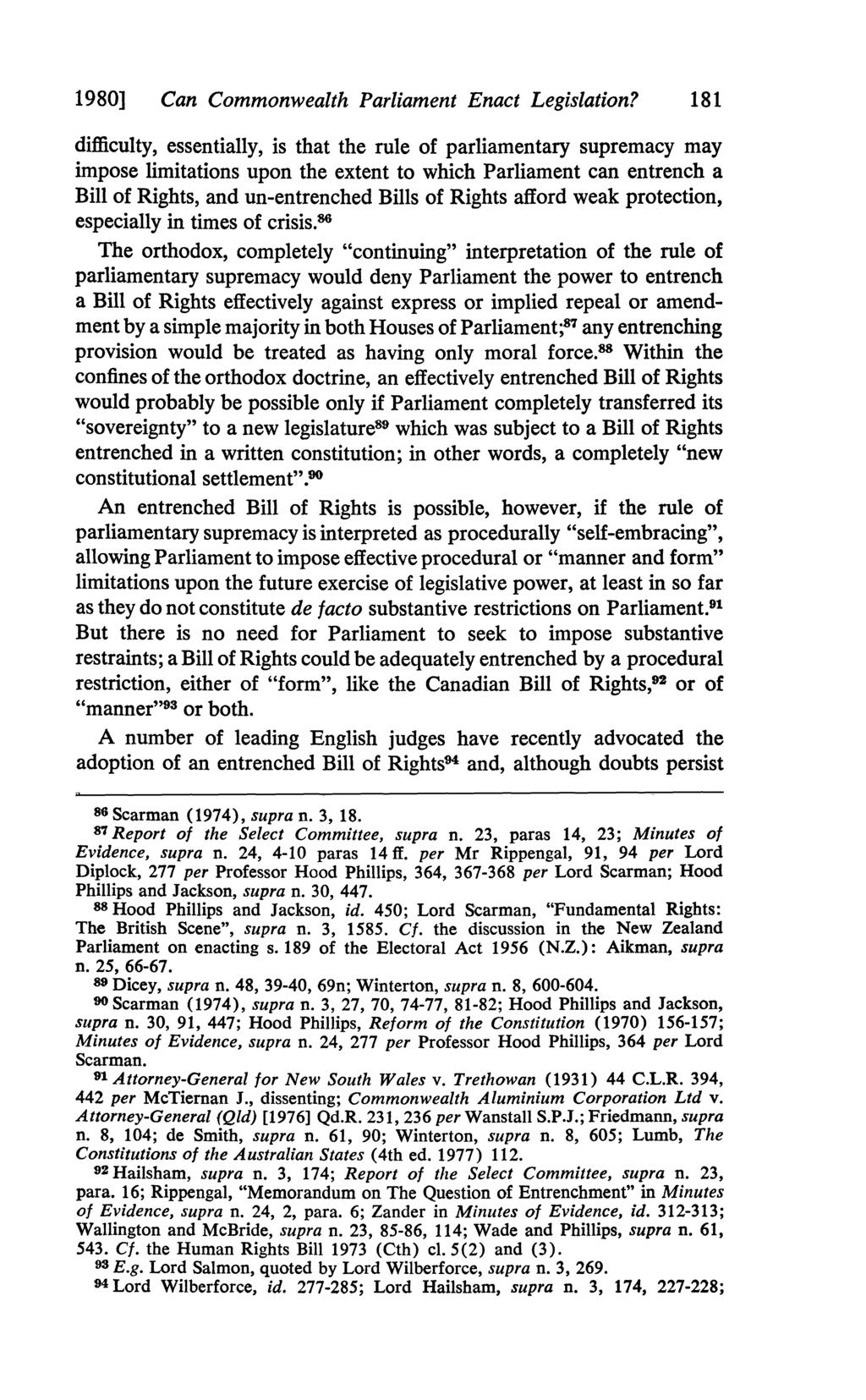 1980] Can Commonwealth Parliament Enact Legislation?