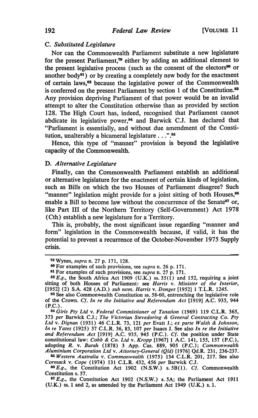 192 Federal Law Review [VOLUME 11 C.
