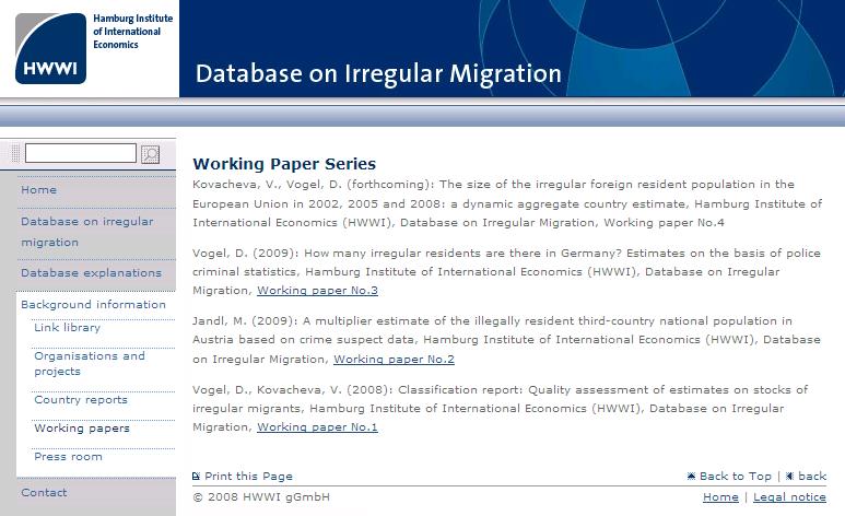 Figure 3.1.1.3 Example of Database The Country Reports section includes references to the CLANDESTINO reports and other reports on irregular migration produced in the framework of different academic?