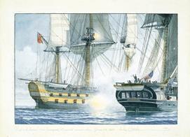 Chesapeake Encounter with the Leopard Chesapeake Encounter with the Leopard A painting of the British frigate Leopard firing its guns into the U.S.S. Chesapeake when the U.S. ship refused to be searched for British deserters.