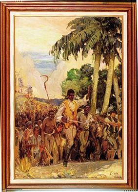Toussaint L'Ouverture by William Edouard Scott With backing from the French, François Dominique Toussaint L'Ouverture (center) led his fellow slaves in a revolt against their French and Spanish