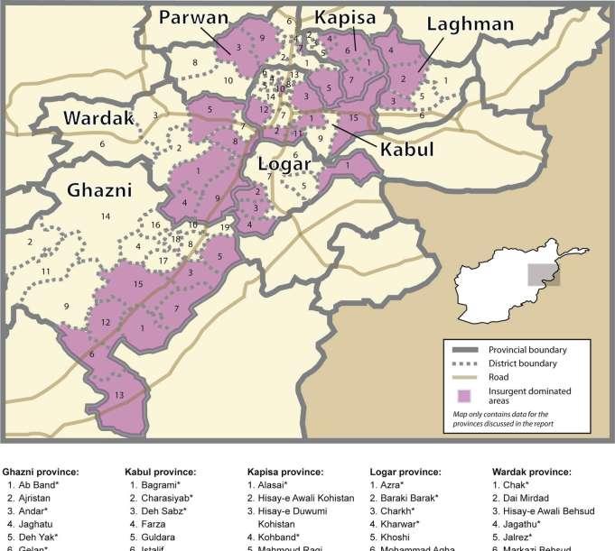 34 The Insurgency in Afghanistan s Heartland Crisis Group Asia Report N 207, 27 June 2011 Page 31 APPENDIX B MAP OF INSURGENT INFLUENCE AROUND KABUL
