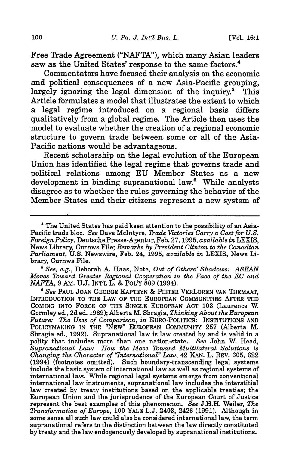 University of Pennsylvania Journal of International Law, Vol. 16, Iss. 1 [2014], Art. 3 U. Pa. J. Int'l Bus. L. [Vol.