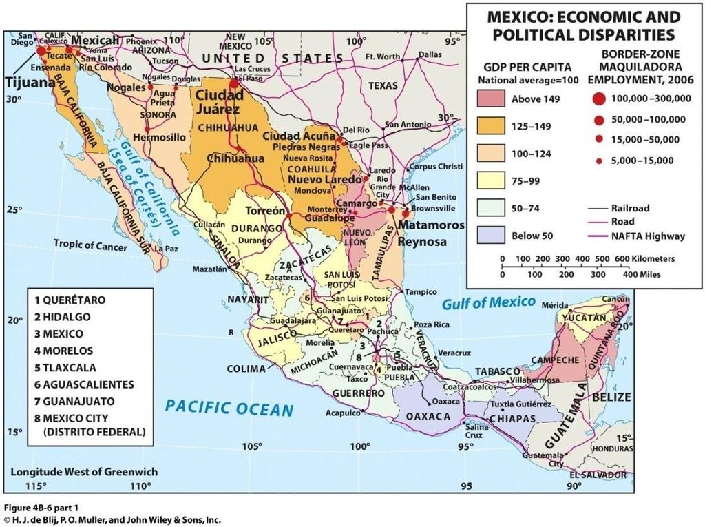 Mexico: States of Contrast Map Analysis Activity: States of Mexico 1.