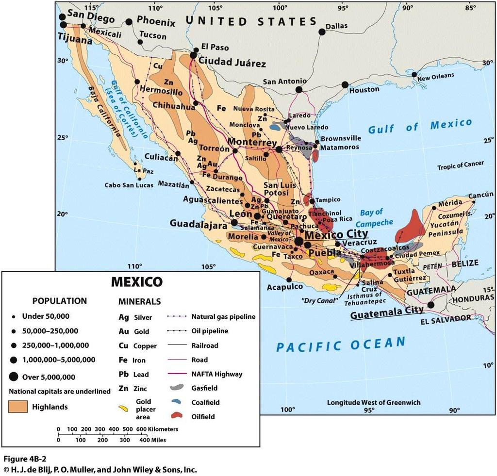 Mexico: Physiography Mexican landmass: Two peninsulas and an isthmus Mountain backbone Sierra Madre Occidental and Sierra Madre Oriental