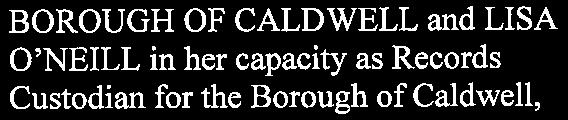 Plaintiff, BOROUGH OF CALDWELL and LISA O'NEILL in her capacity as Records Custodian for the Borough of Caldwell, SUPERIOR COURT OF NEW JERSEY LAW DIVISION: ESSEX COUNTY DOCKET NO.
