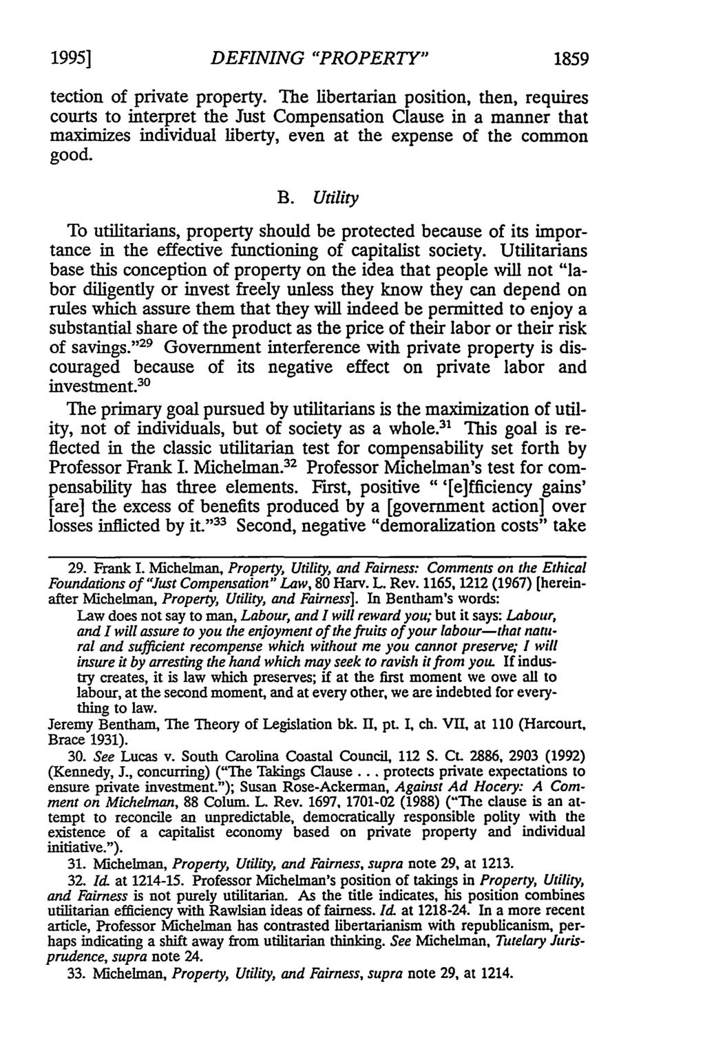 1995] DEFINING "PROPERTY" 1859 tection of private property.