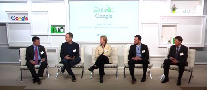 Above: Mark Kenber (left) with Steve Howard (IKEA), Marie Donnelly (European Commission), Gary Demasi (Google) and Bruce Carter (South Australia) at the Google RE00 event.