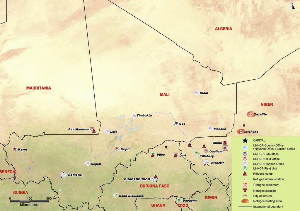 MALI 2014-2015 GLOBAL APPEAL UNHCR s planned presence 2014 Number of offices 9 Total personnel 134 International staff 31 National staff 92 UN Volunteers 10 Others 1 Overview Working environment Mali