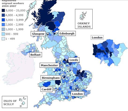 What is the pattern of national and international migration in the UK?
