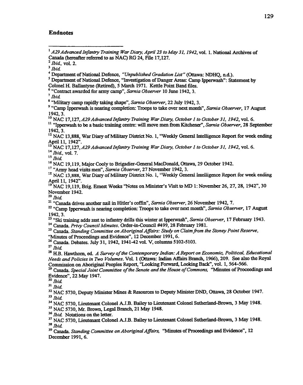 ' A29 Am>anced In fane Training WW Diq, April23 to Mày 31,I942, ML 1. National Archives of Canada (hefeaffef refened to as NAC) RG 24, Fife 17,127, ibid, vol, 2.