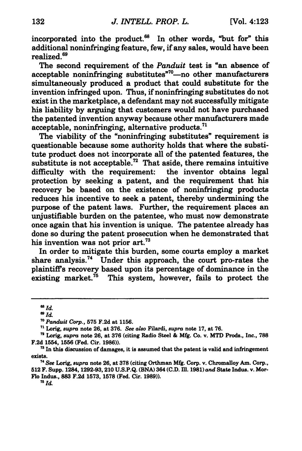 132 Journal of Intellectual Property Law, Vol. 4, Iss. 1 [1996], Art. 6 J. INTELL. PROP. L. [Vol. 4:123 incorporated into the product.