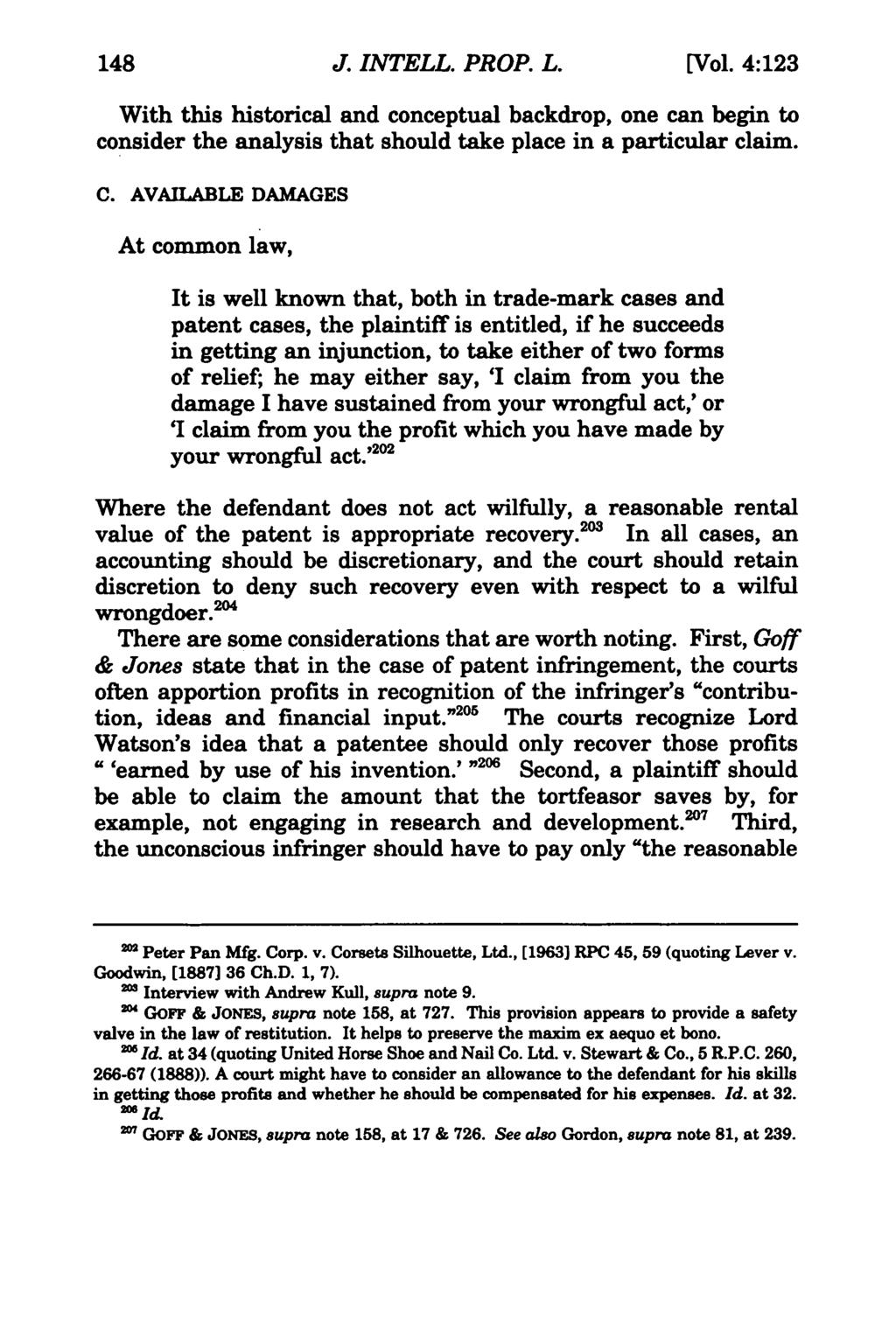 Journal of Intellectual Property Law, Vol. 4, Iss. 1 [1996], Art. 6 148 J. INTELL. PROP. L. [Vol.
