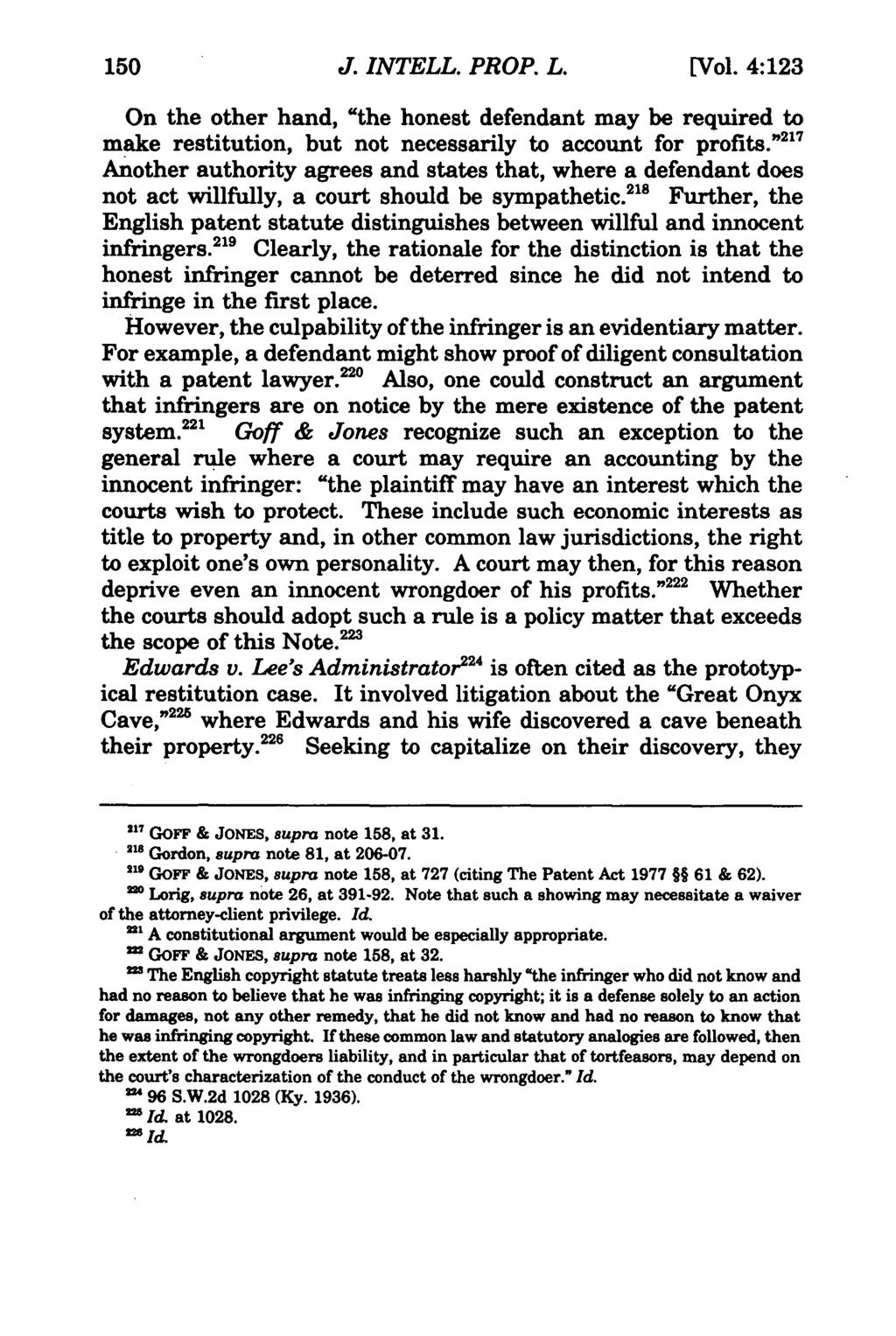 150 Journal of Intellectual Property Law, Vol. 4, Iss. 1 [1996], Art. 6 J. INTELL. PROP. L. [Vol.