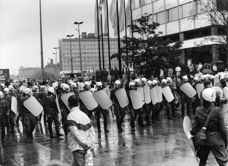 In cities all over East Germany protest demonstrations broke out against the Regime.