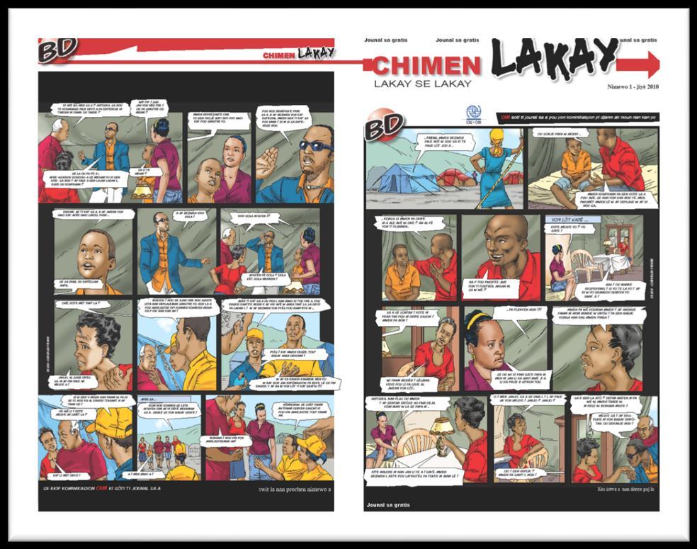 First edition of a Creole language newspaper Chimen Lakay specifically adapted to low-literacy targeted groups, currently used a standard IOM communication tool on a variety of topics Photo Credit to