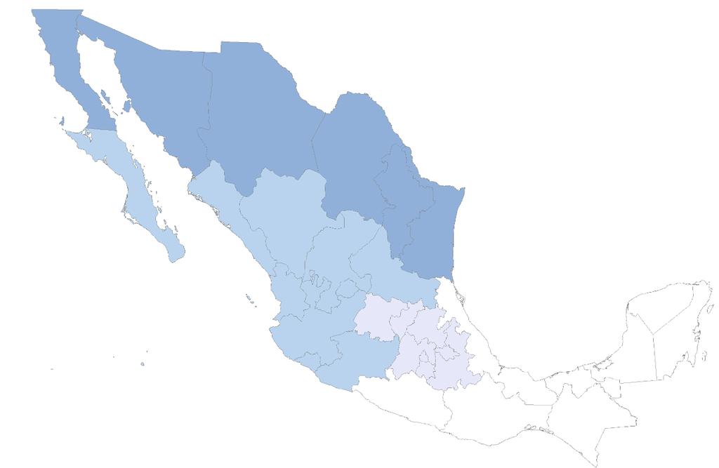 Texas borders with the rich north of Mexico Northern Per capita income: $12,627 Informal labor: 43% of LF Poverty rate: 30% North-central Per capita income: $8,777 Informal labor: 57%
