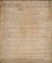 The image on the left is the first page of the Constitution (courtesy of the Library of Congress). To view the original Constitution, you will need to visit the Smithsonian in Washington, D.C. It is in a vacuum-sealed, bullet-proof display case!
