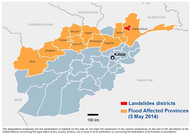 Afghanistan Flash Floods Situation Report No. 4 as of 100h (local time) on 0 May 2014 This report is produced by OCHA Afghanistan in collaboration with humanitarian partners.