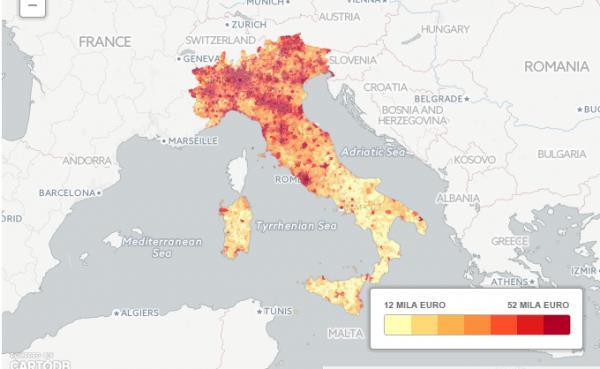 The great regional divide: Ypc (townhalls, 2014) BIG CITIES Milano 29.803 Bologna 24.793 Roma 24.
