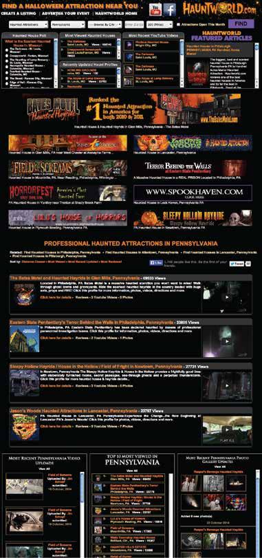 Since 2010 Hauntworld.com Network has Experienced Over One Billion Page Views SEARCH by type of attraction, city, state, zip code, distance and currently open.