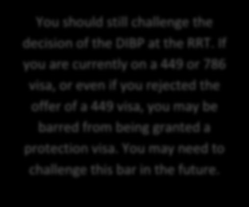 You may need to challenge this bar in the future. Yes No Have you lodged at the RRT?