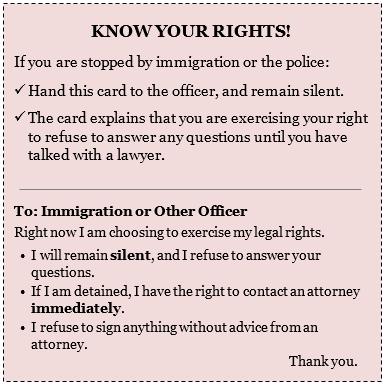 Clients Rights During an Encounter with ICE Clients can: refuse to answer questions until they have had a chance to consult with an attorney choose not to speak at all by saying I want to remain
