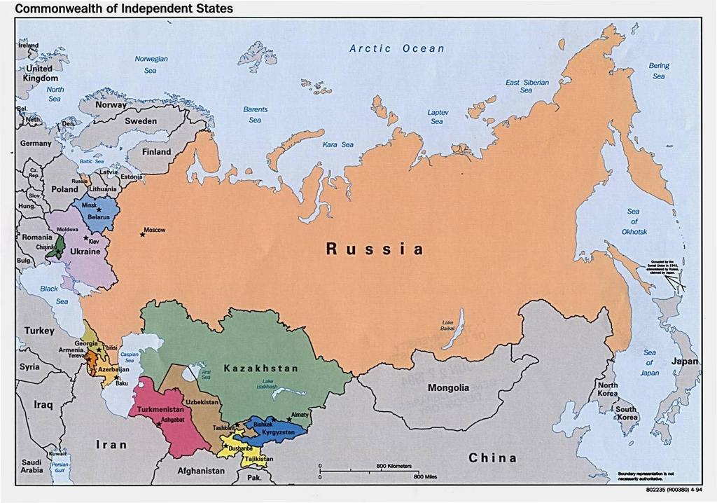 After the breakup of the Soviet Union, the former republics created the