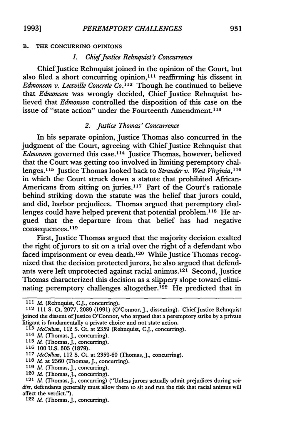 1993] PEREMPTORY CHALLENGES B. THE CONCURRING OPINIONS 1.
