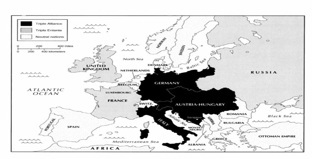 Document A: Source: Wikimedia Commons 1. What three main countries make up the Triple Alliance? 2. What three main countries make up the Triple Entente? Document B: Source: http://avalon.law.yale.