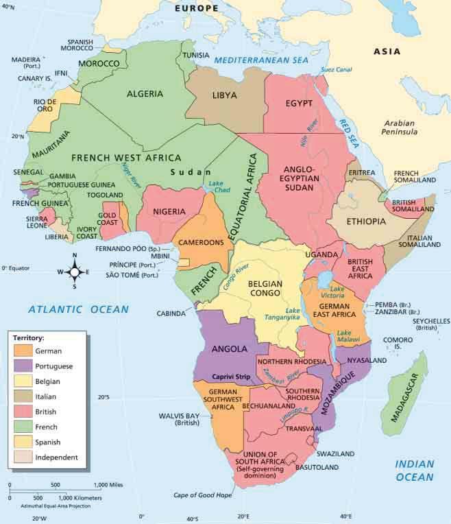 Africa in 1914 Interpreting Maps By about 1914, most of the major European countries held colonies throughout Africa. Skills Assessment: 1.