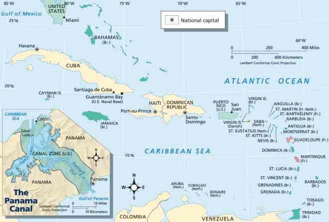 Imperialism in the Caribbean, 1914 Interpreting Maps Like countries and territories in East and Southeast Asia and the Pacific, the Caribbean islands were dominated by foreign powers.