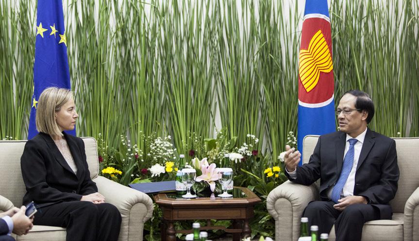 In April 2016, the High Representative of the European Union for Foreign Affairs and Security Policy/Vice President of the European Commission, Federica Mogherini paid an official visit to the ASEAN