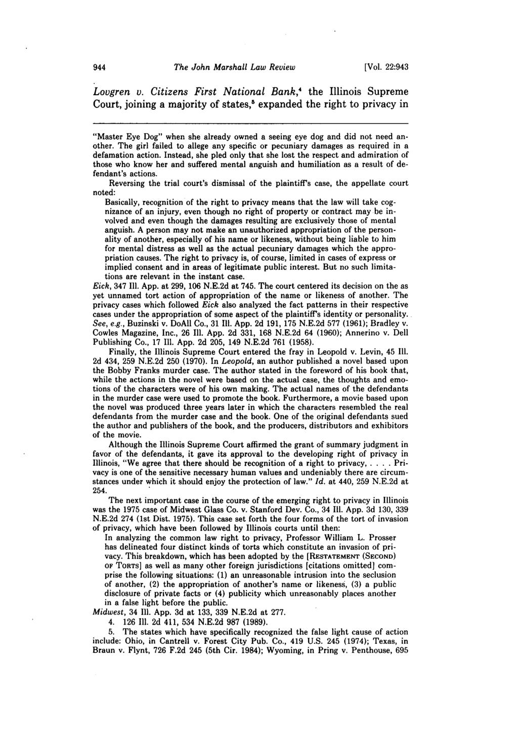The John Marshall Law Review [Vol. 22:943 Lovgren v.