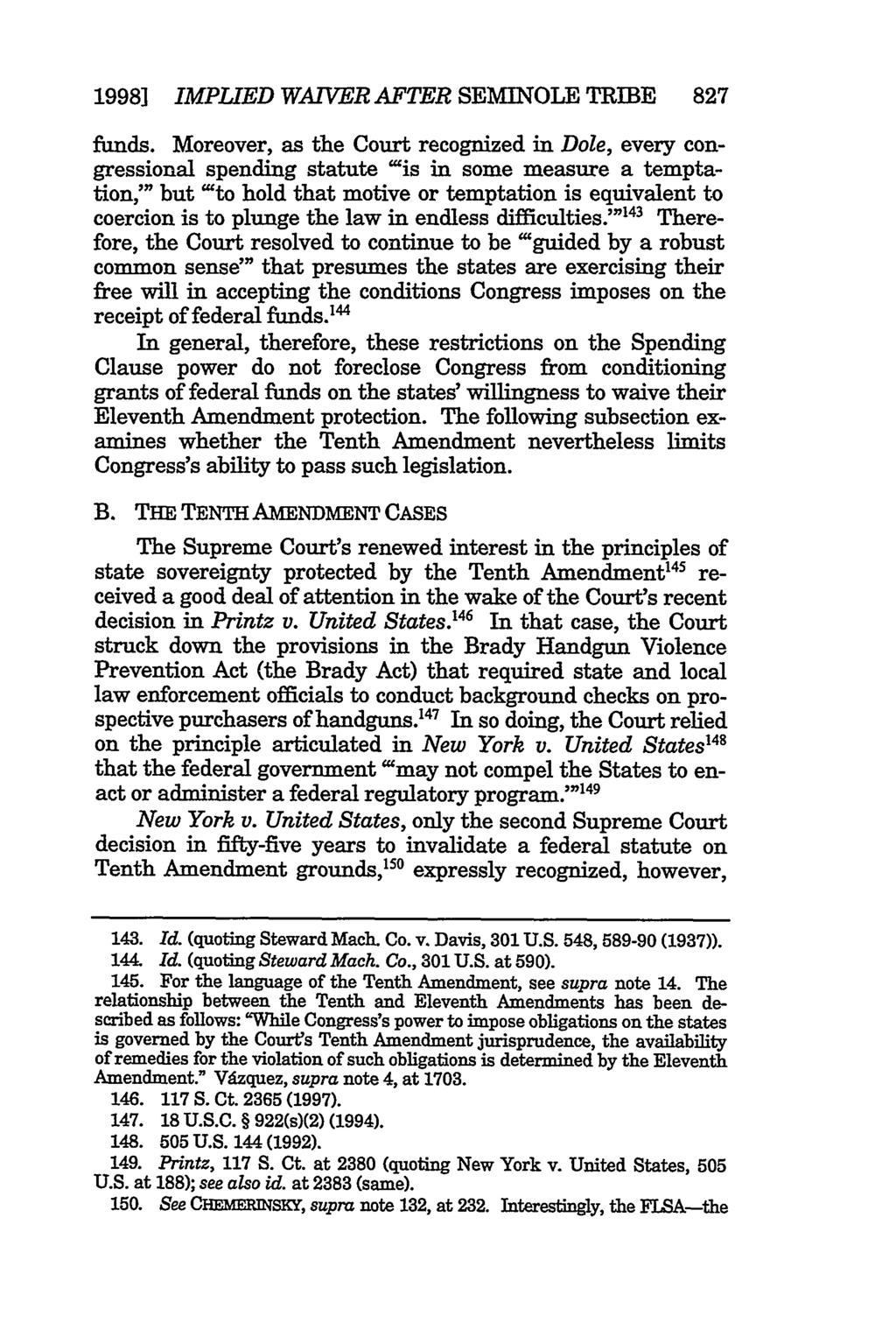 1998] IMPLIED WAIVER AFTER SEMINOLE TRIBE 827 funds.