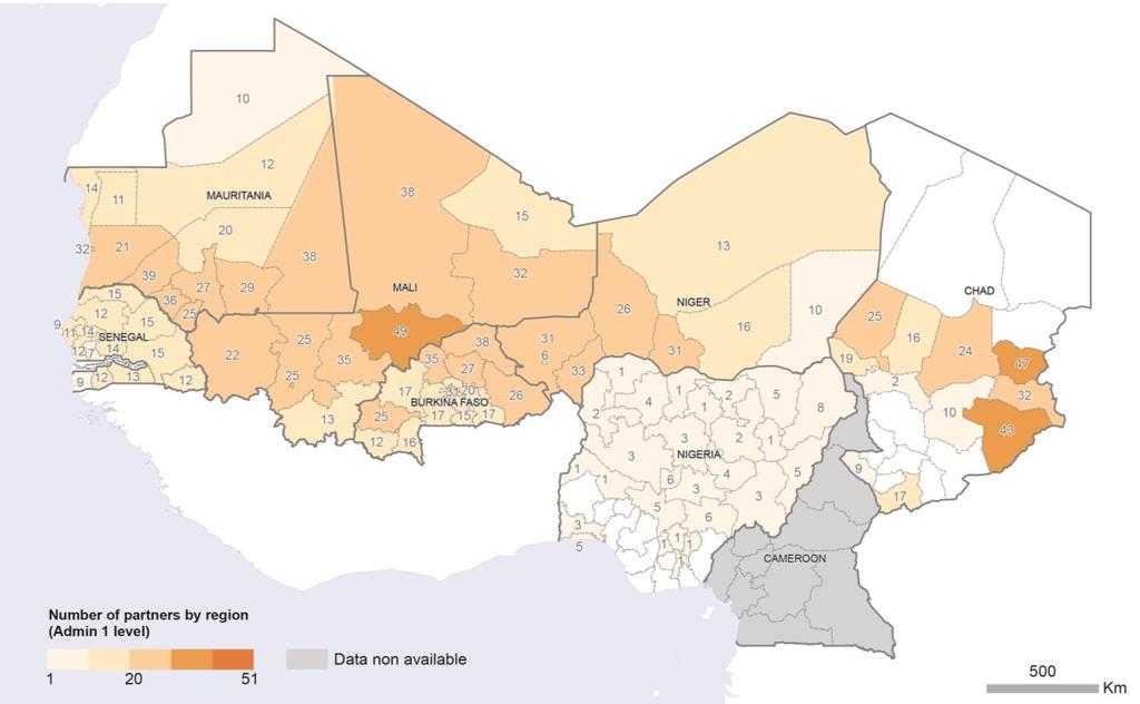 RESPONSE CAPACITY 8 HIGHLIGHTS Humanitarian capacity across the Sahel region varies widely with high levels in central Mali and the eastern borders of Chad and low levels in Cameroon and Nigeria.